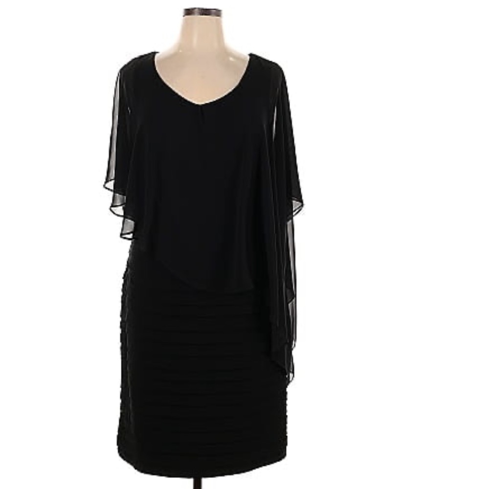Scarlett Size 12 Black Asymmetrical Overlay Formal Dress